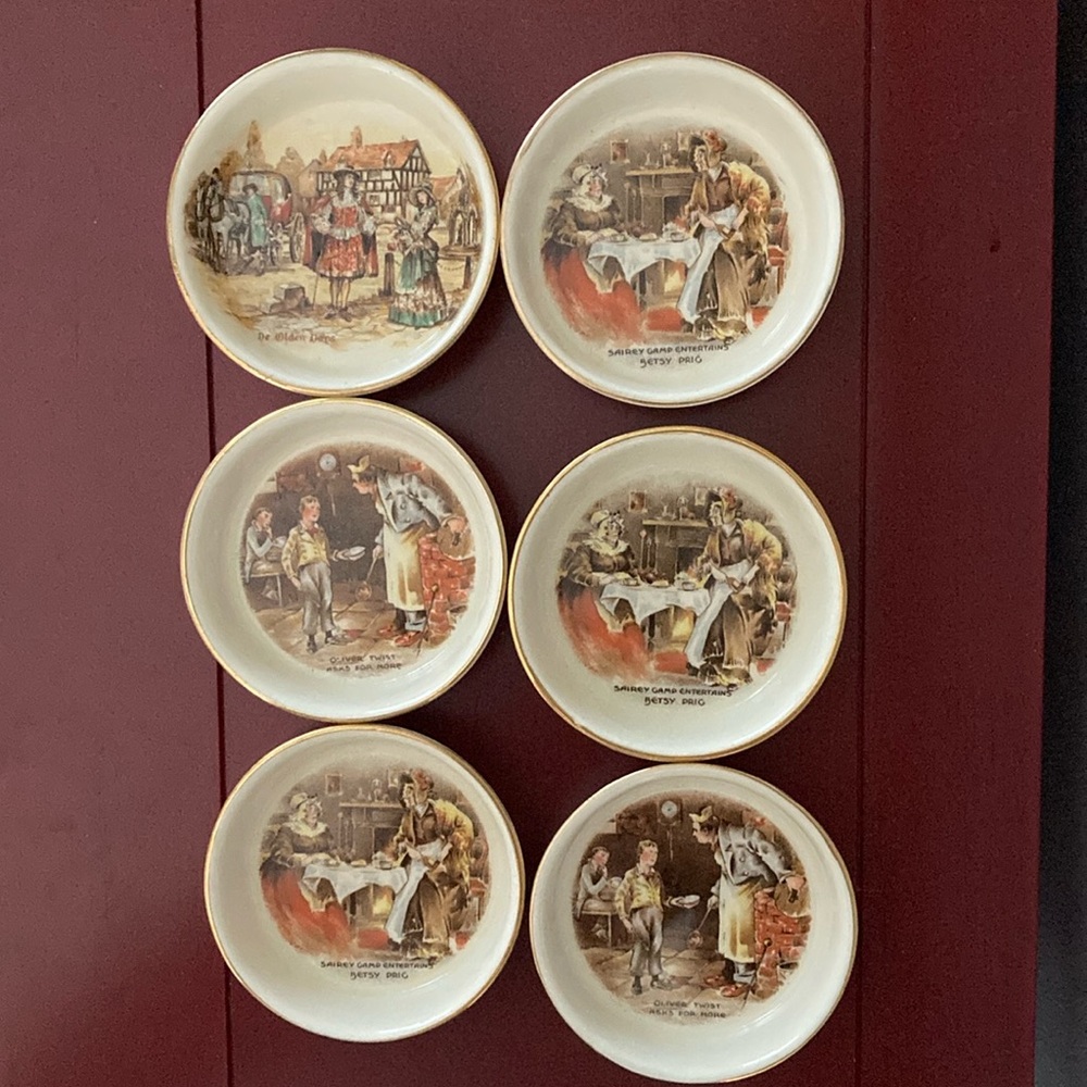 Vintage Sandland Ware Tiny Bowls -Dickens/British Scenes - Set of 6
